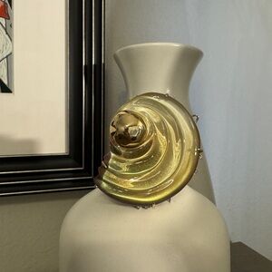 Gold Lucite Shell Brooch